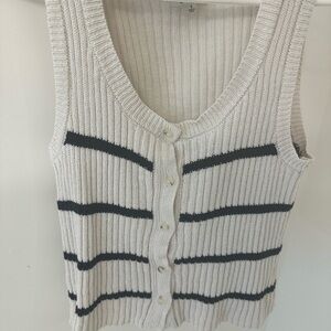Striped Knit Button-Up Vest